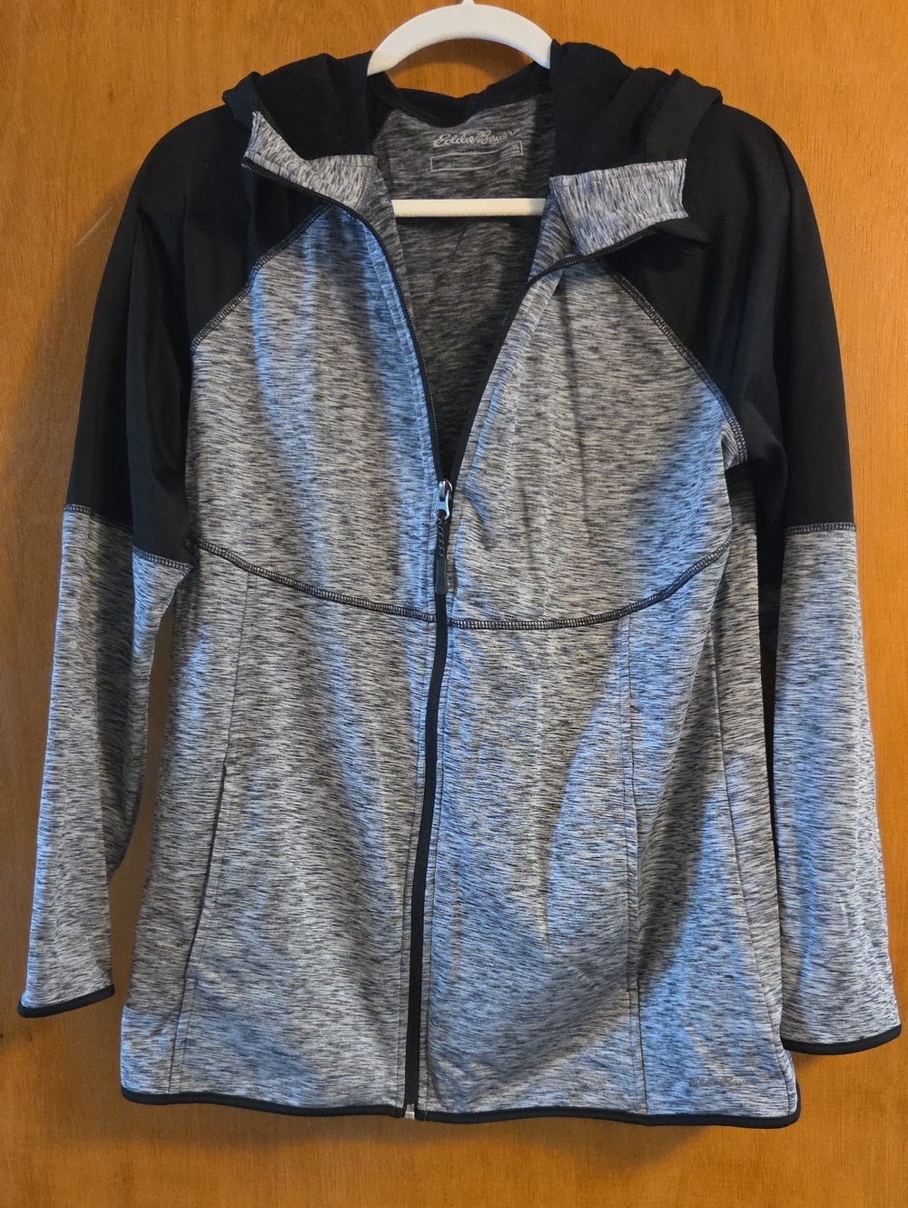 Eddie Bauer Women’s Heather Gray & Black Zip-Up Hooded Utility Jacket